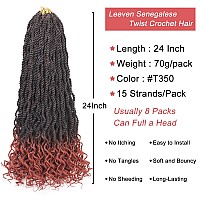 Leeven 24 Inch Senegalese Twist Crochet Hair With Curly Ends 8 Packs Ombre Copper Red Pre Looped Wavy Crochet Braids For Kids Wo