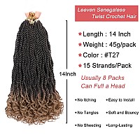 Leeven 8 Packs Senegalese Twist Crochet Hair With Wavy Curly Ends 14 Inch Ombre Blonde Pre Looped Short Crochet Braids Pre Twist