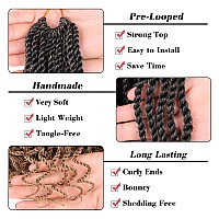 Leeven 8 Packs Senegalese Twist Crochet Hair With Wavy Curly Ends 14 Inch Ombre Blonde Pre Looped Short Crochet Braids Pre Twist