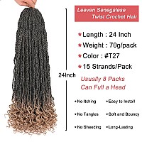 Leeven 24 Inch Senegalese Twist Crochet Hair 8 Packs Ombre Honey Blonde Long Wavy Crochet Twist Pre Looped Small Hanava Twist Wi