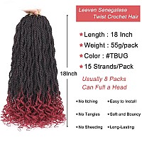 Leeven 18 Inch Burgundy Senegalese Twist With Curly Ends 8 Packs Ombre Red Hanava Twist Crochet Hair Pre Twisted Kinky Twsit Pre