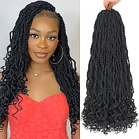 Leeven 18 Inch Wavy Senegalese Twist Crochet Hair 8 Packs Black Pre Looped Long Crochet Braids Pre Twisted Small Hanava Twist Wi