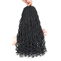 Leeven 18 Inch Wavy Senegalese Twist Crochet Hair 8 Packs Black Pre Looped Long Crochet Braids Pre Twisted Small Hanava Twist Wi