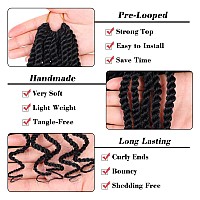 Leeven 18 Inch Wavy Senegalese Twist Crochet Hair 8 Packs Black Pre Looped Long Crochet Braids Pre Twisted Small Hanava Twist Wi