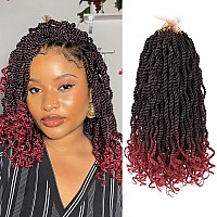 Leeven 10 Inch Burgundy Senegalese Twist With Curly Ends 8 Packs Ombre Red Hanava Twist Crochet Hair Pre Twisted Short Kinky Tws