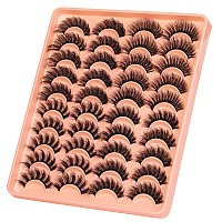 Lashes Mink Fluffy False Eyelashes Wispy Lashes Pack 4 Styles Mixed Faux Mink Eyelashes Volume Strip Fake Eye Lashes 20 Pairs By