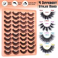 Lashes Mink Fluffy False Eyelashes Wispy Lashes Pack 4 Styles Mixed Faux Mink Eyelashes Volume Strip Fake Eye Lashes 20 Pairs By