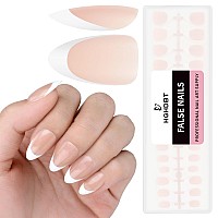 Hghdbt French Gel Nail Tips 240Pcs French Tip Press On Nails Brown Short Almond Multicoat Tips Premade Tip Primer Base Coat