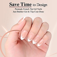 Hghdbt French Gel Nail Tips 240Pcs French Tip Press On Nails Brown Short Almond Multicoat Tips Premade Tip Primer Base Coat