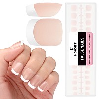 Hghdbt French Gel Nail Tips 240Pcs French Tip Press On Nails Brown Extra Short Square Multicoat Tips Premade Tip Primer Bas