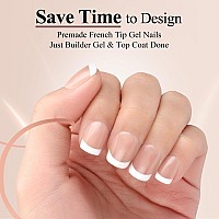 Hghdbt French Gel Nail Tips 240Pcs French Tip Press On Nails Brown Extra Short Square Multicoat Tips Premade Tip Primer Bas