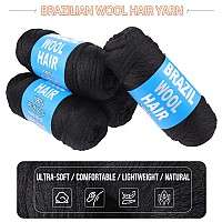 Ruiyok 5 Roll Brazilian Wool Hair Hand Knitting Brazilian Wool For Braiding Hair Natural Black Wool Hair For Crochet Braid Faux