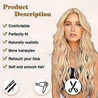 Nayoo Long Mixed Blonde Wavy Wig For Women 26 Inch Middle Part Curly Wavy Wig Natural Looking Synthetic Heat Resistant Fiber Wig