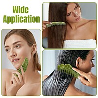 Geiserailie 2 Pieces Jade Combs Massage Stone Hair Comb Guasha Scraping Scalp Comb Facial Massage Tool Multifunctional Handheld