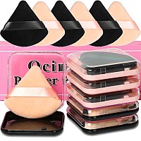 Ocim 6Pack Triangle Powder Puffs For Face Powdersoft Velour Makeup Setting Powder Puff With Caseblacknude