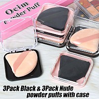 Ocim 6Pack Triangle Powder Puffs For Face Powdersoft Velour Makeup Setting Powder Puff With Caseblacknude