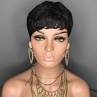 Aiweise Pixie Cut Wig Human Hair Short Human Hair Wigs For Black Women Short Cut Natural Wavy Wigs Human Hair Pixie Wigs Glueles