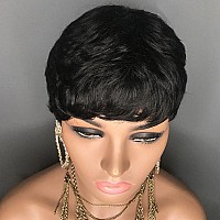 Aiweise Pixie Cut Wig Human Hair Short Human Hair Wigs For Black Women Short Cut Natural Wavy Wigs Human Hair Pixie Wigs Glueles