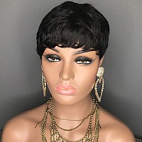 Aiweise Pixie Cut Wig Human Hair Short Human Hair Wigs For Black Women Short Cut Natural Wavy Wigs Human Hair Pixie Wigs Glueles