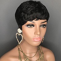 Aiweise Pixie Cut Wig Human Hair Short Human Hair Wigs For Black Women Short Cut Natural Wavy Wigs Human Hair Pixie Wigs Glueles