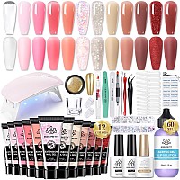 Born Pretty Poly Nail Extension Gel Kit12 Colors Poly Nails Gel Kit Nude Clear Jelly Pink All In One Kit Builder Glue Gel With