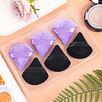 Pimoys 6 Pieces Powder Puff Face Soft Triangle For Loose And Body Powder Velour Makeup Blender Sponge Set Setting Powder Puff B