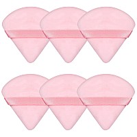 Pimoys 6 Pieces Pink Powder Puff Face Soft Triangle For Loose Powder Velour Makeup Sponge Set Setting Powder Puff Beauty Makeup