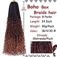 Beverlee 24 Inch Boho Box Braids 8 Packs Goddess Box Braids Crochet Hair Bohemian Hippie Braids Braiding Hair Box Braids With Cu