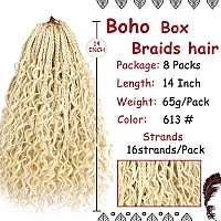 Beverlee 14 Inch Boho Box Braids 8 Packs Goddess Box Braids Crochet Hair Bohemian Hippie Braids Braiding Hair Box Braids With Cu