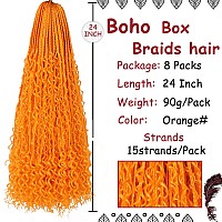 Beverlee 24 Inch Boho Box Braids 8 Packs Goddess Box Braids Crochet Hair Bohemian Hippie Braids Braiding Hair Box Braids With Cu