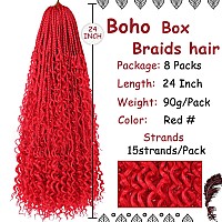 Beverlee 24 Inch Boho Box Braids 8 Packs Goddess Box Braids Crochet Hair Bohemian Hippie Braids Braiding Hair Box Braids With Cu