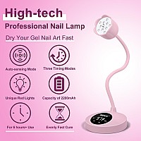 Mekk Uv Nail Lamp 30W Gooseneck Nail Lamp Mini Uv Light For Nails With Auto Sensor Flash Cure Lamp Gel Nails With Four Timers Le