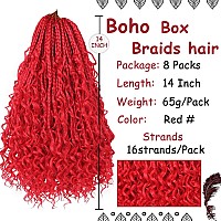 Beverlee 14 Inch Boho Box Braids 8 Packs Goddess Box Braids Crochet Hair Bohemian Hippie Braids Braiding Hair Box Braids With Cu