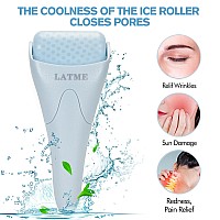 Latme Ice Roller For Face Eyeswomens Giftsface Massager Roller Puffiness Migraine Pain Relief And Minor Injury Smoggy Blue