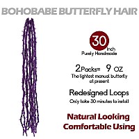 Bohobabe 2 Packs Purple Butterfly Locs Crochet Hair 30 Inch Butterfly Faux Locs Long Black Distressed Locs 2 Packs Purple