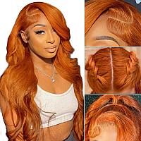 Sfd Ginger Orange Lace Front Wigs Human Hair 24 Inch 13X4 Hd Lace Ginger Frontal Wigs Human Hair Colored Body Wave Lace Front Wi