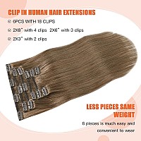 Ugotrays Ash Brown Clip In Hair Extensions Real Human Hair 70G Remy Human Hair Clip In Extensions 12 Inch Soft Silky Straight Fo