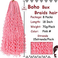 Beverlee 18 Inch Boho Box Braids 8 Packs Goddess Box Braids Crochet Hair Bohemian Hippie Braids Braiding Hair Box Braids With Cu