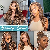 Sfd 360 Highlight Ombre Lace Front Wigs Human Hair Honey Blonde Body Wave Lace Front Wig 180 Density Pre Plucked 360 Hd Transpar