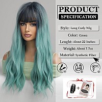 Esmee Long Curly Green Wigs For Women Natuaral Synthetic Layered Hair Christmas Wig With Fringe For Daily Party Cosplay Use24 I