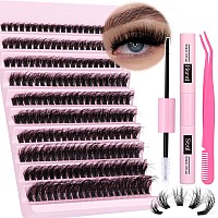 Zanlufly Fluffy Lashes Extension Kit 20Mm Mink Lashes Clusters Individual Lashes With Lash Bond And Seal And Applicator Thick Ey