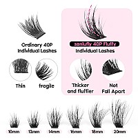 Zanlufly Fluffy Lashes Extension Kit 20Mm Mink Lashes Clusters Individual Lashes With Lash Bond And Seal And Applicator Thick Ey