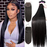 12A Straight Bundles With Closure Human Hair14 16 1812 Brazilian Human Hair Bundles With Closure 100 Unprocessed Virgin Quic