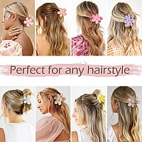 Flower Hair Clips Matte Nonslip Strong Hold Claw Clips For Thick Or Thin Hair 8 Large Cute Colors For Women And Girls