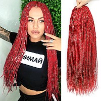 Nayoo Senegalese Twist Crochet Hair For Black Women 8 Packs 18 Inch Red Crochet Hair With Green Tinsel For Chrismas Party 35 S