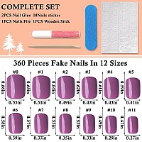 Loveourhome 360Pc Square Press On Nails Short Fake Nails Press Ons Nails Square Presson Acrylic Nail Tips Full Cover Glue Nails