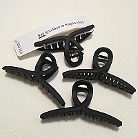 Nalodu 5 Inch Hair Claw Clips Extra Large No Slip Big Matte Jaw Butterfly Clip For Long Curly Thick Hair Women 4 Pack Black