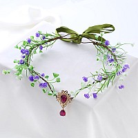 Vivivalue Forest Flower Crown Fairy Floral Headband Elf Headpiece For Women Girls Wedding Halloween Cosplay Party Renaissance Br