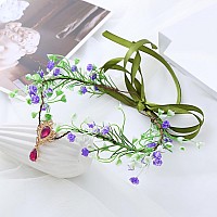 Vivivalue Forest Flower Crown Fairy Floral Headband Elf Headpiece For Women Girls Wedding Halloween Cosplay Party Renaissance Br