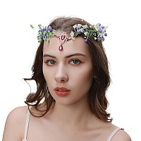 Vivivalue Forest Flower Crown Fairy Floral Headband Elf Headpiece For Women Girls Wedding Halloween Cosplay Party Renaissance Br